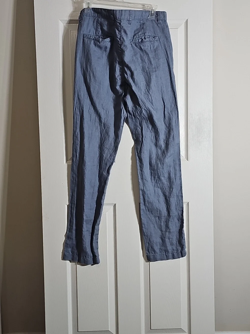 United Colors of Benetton Straight Leg 100% Linen Pants Pockets Belt Loops US 10 - Picture 4 of 13